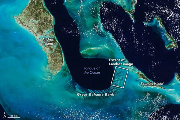 Great Bahama Bank From Space - LandSat Imagery - Abaco Yacht & Charter Services